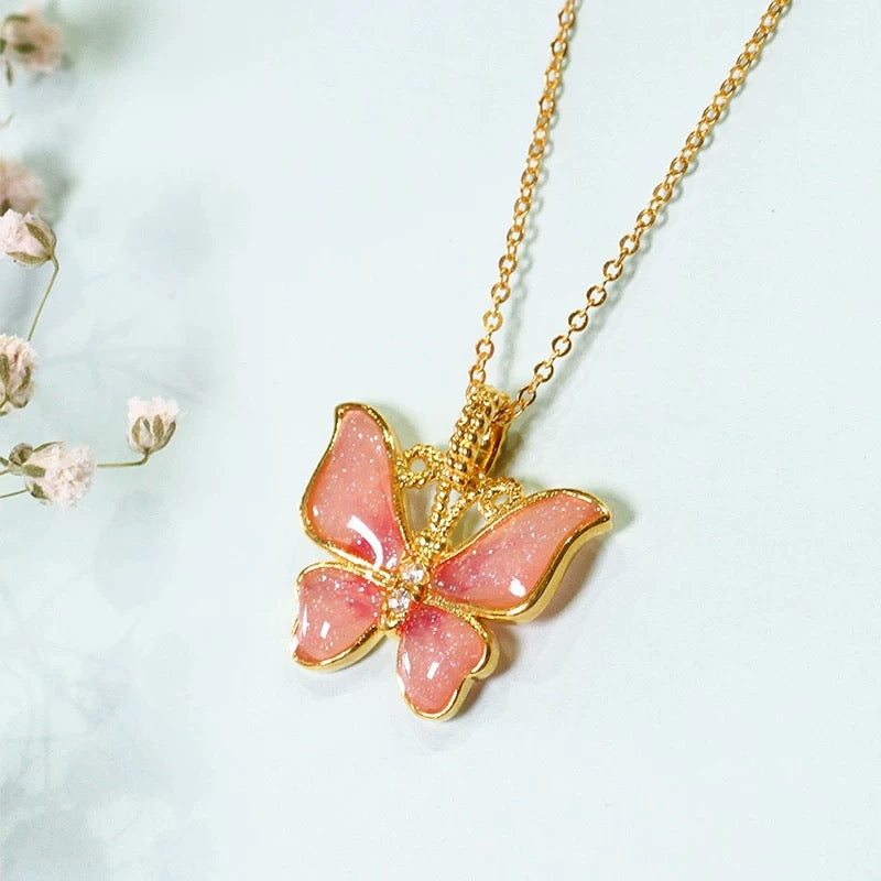 Blooming Butterfly Charm Necklace