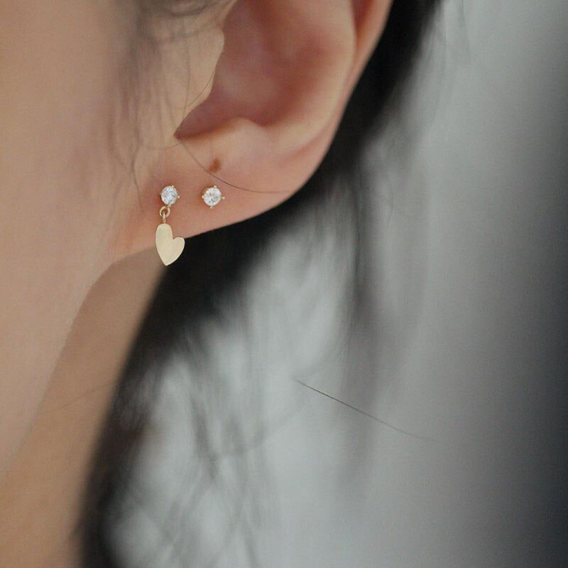 Asymmetric Hearts Stud Earrings