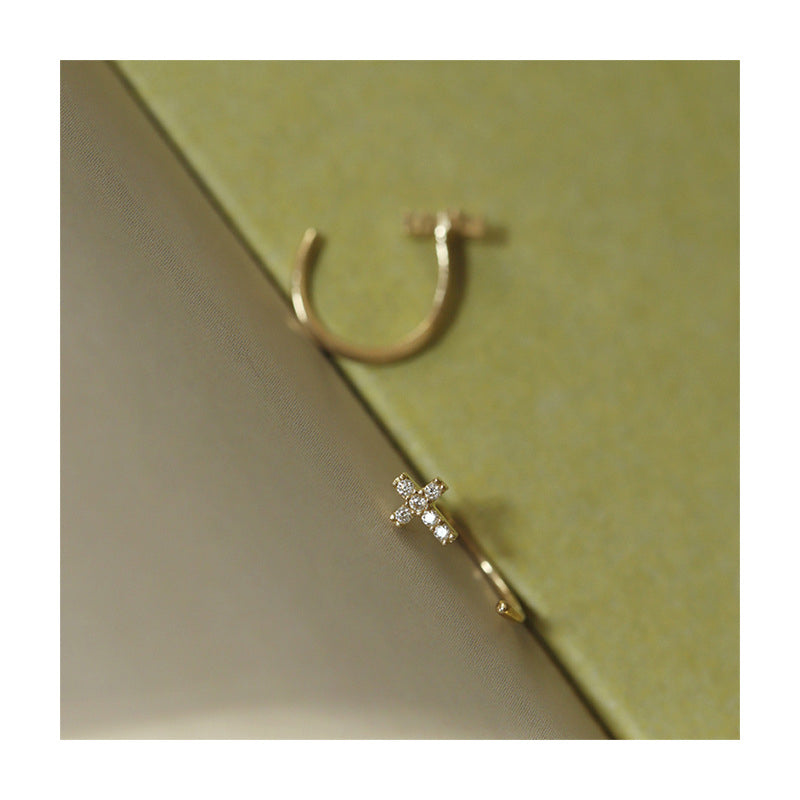 Shimmer Cross Hook Earrings