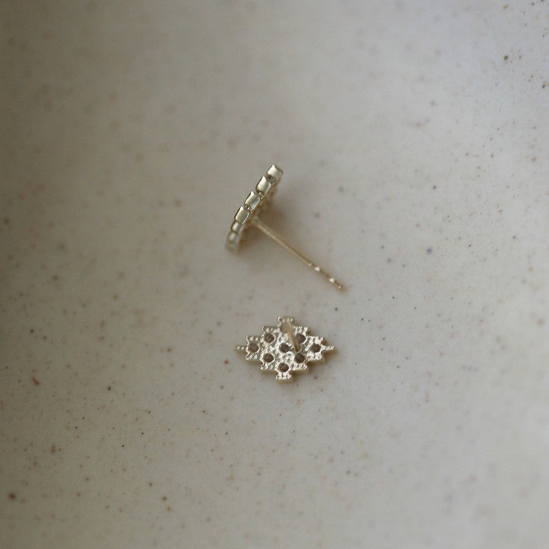 Diamond Panel Stud Earrings