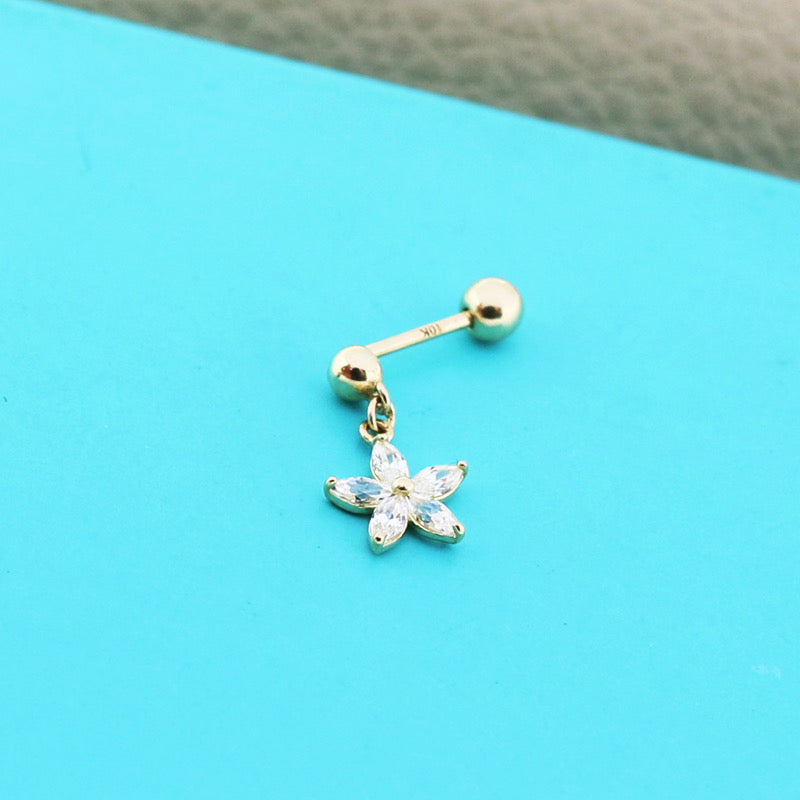 Star Flower Drop Stud Earrings