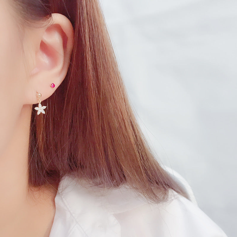 Star Flower Drop Stud Earrings