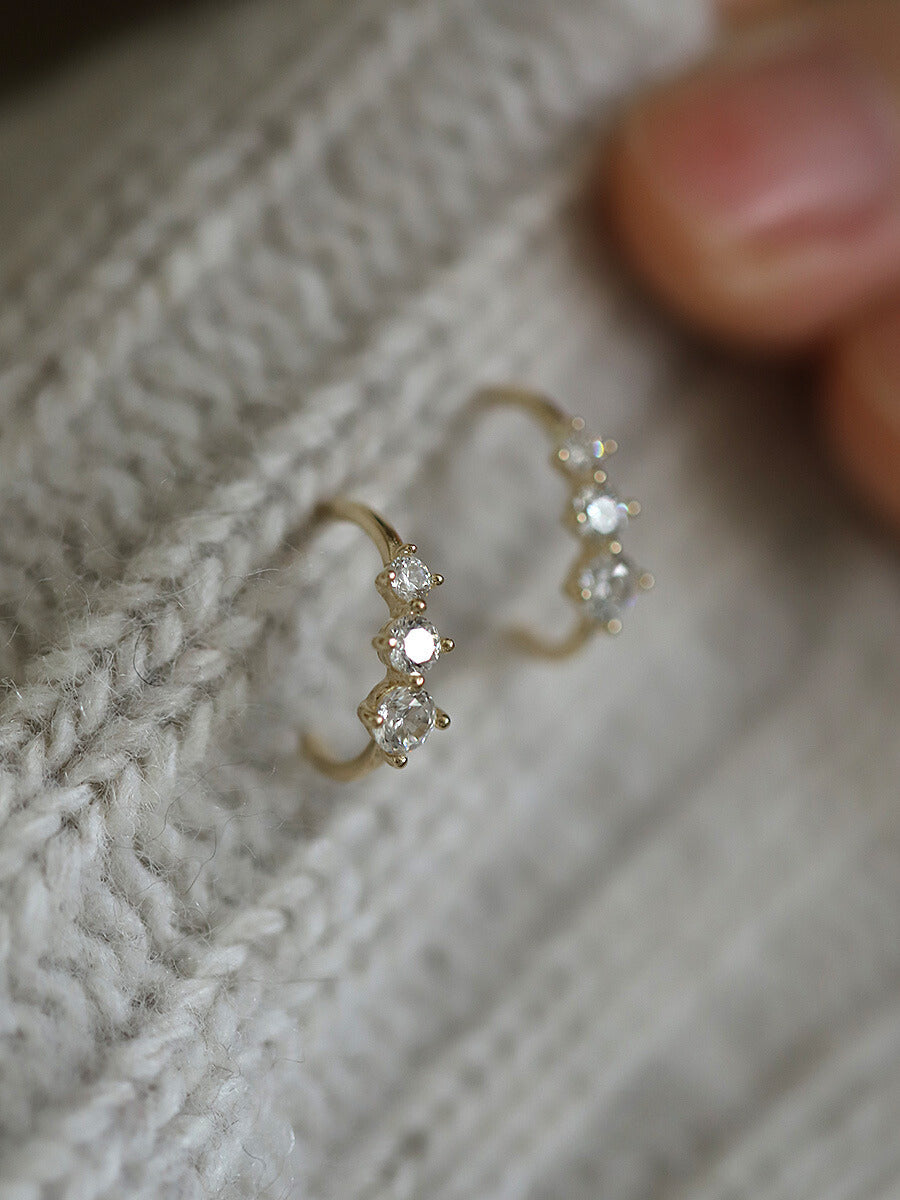 Triple Teardrop Hook Stud Earrings