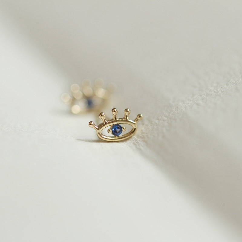 Wide Blue Stud Earrings