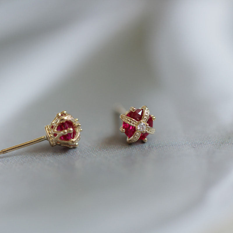 Regal Ruby Stud Earrings