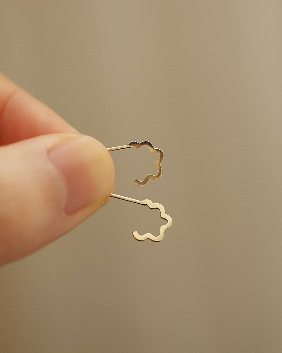 Semi Polygon Hook Stud Earrings