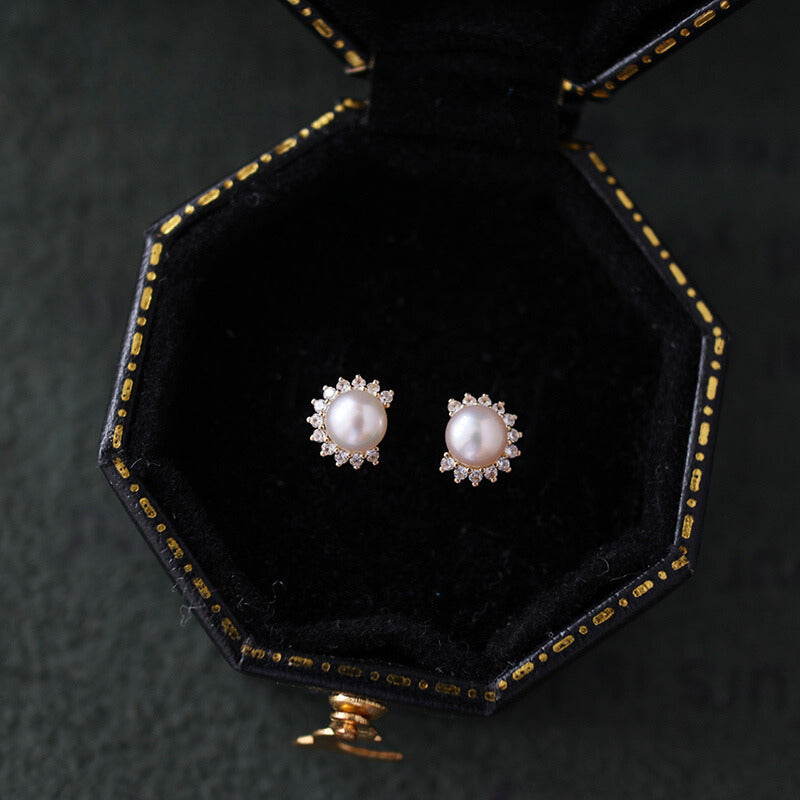 Rising Crystal Pearl Stud Earrings