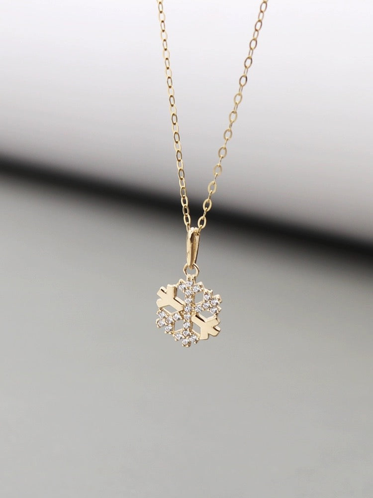 Frosted Snowflake Charm Necklace