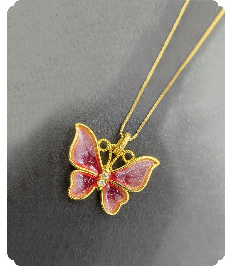 Blooming Butterfly Charm Necklace