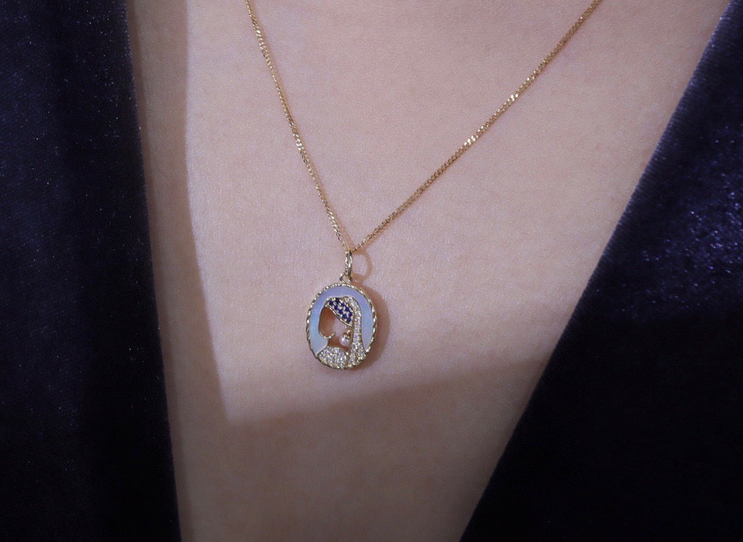 'Girl With Pearl Earring' Charm Necklace