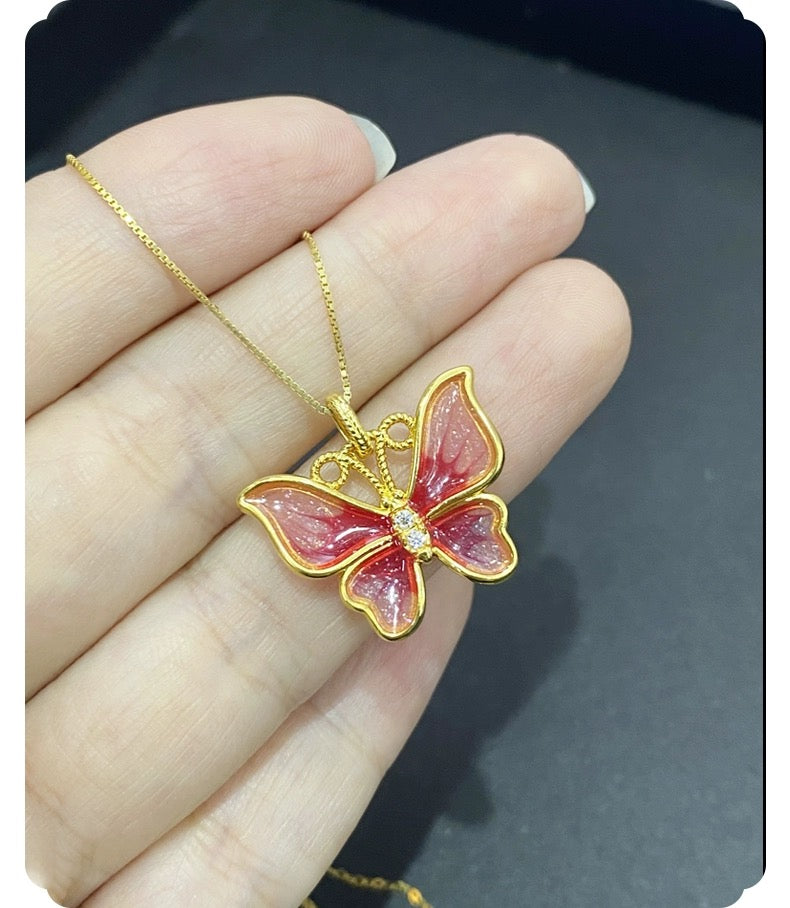 Blooming Butterfly Charm Necklace