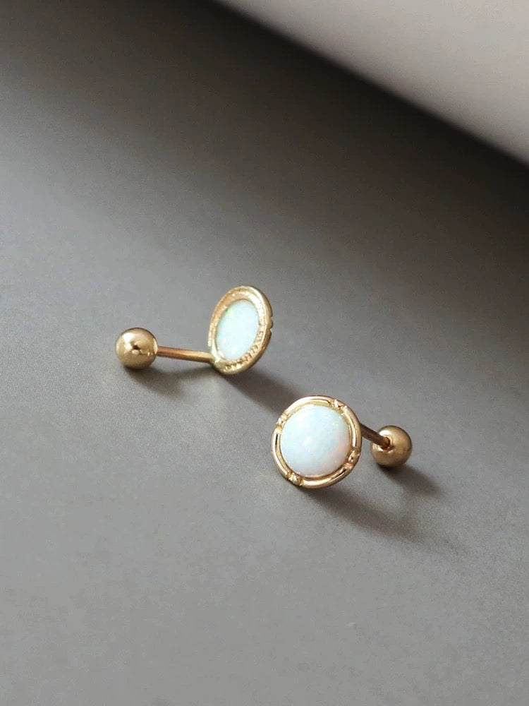 Opal Stone Wheel Stud Earrings