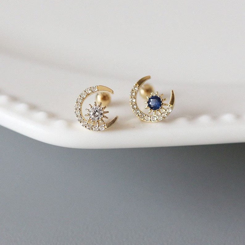 Asymmetric Celestial Stud Earrings