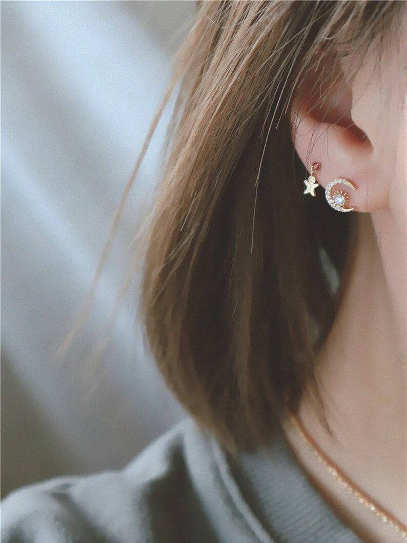 Asymmetric Celestial Stud Earrings