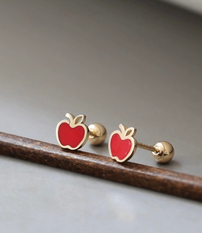 Red Apple Stud Earrings