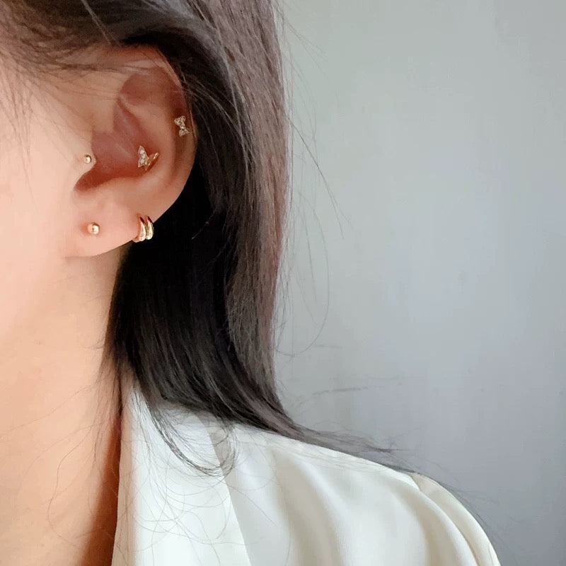 Double Teardrop Huggie Hoops