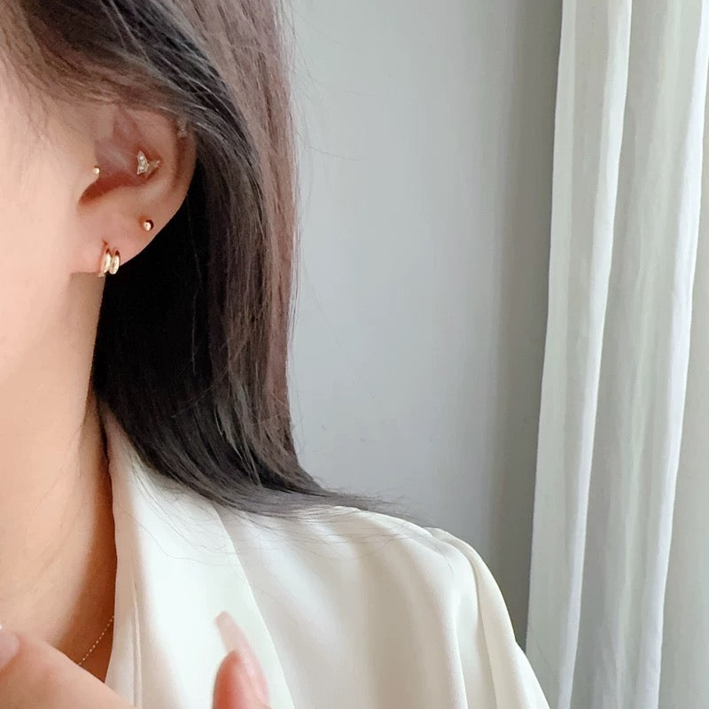 Double Teardrop Huggie Hoops