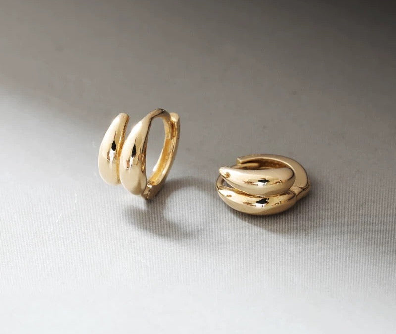 Double Teardrop Huggie Hoops