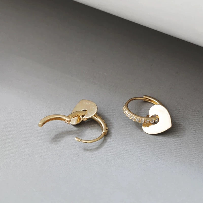Heart Plate Bling Hoop Earrings