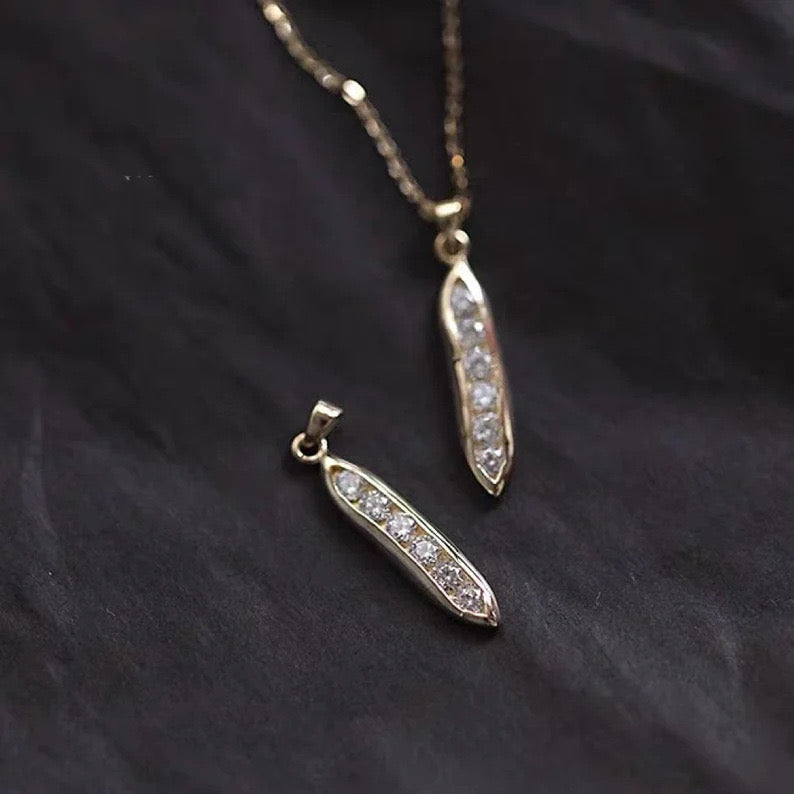 Pea Pod Charm Necklace