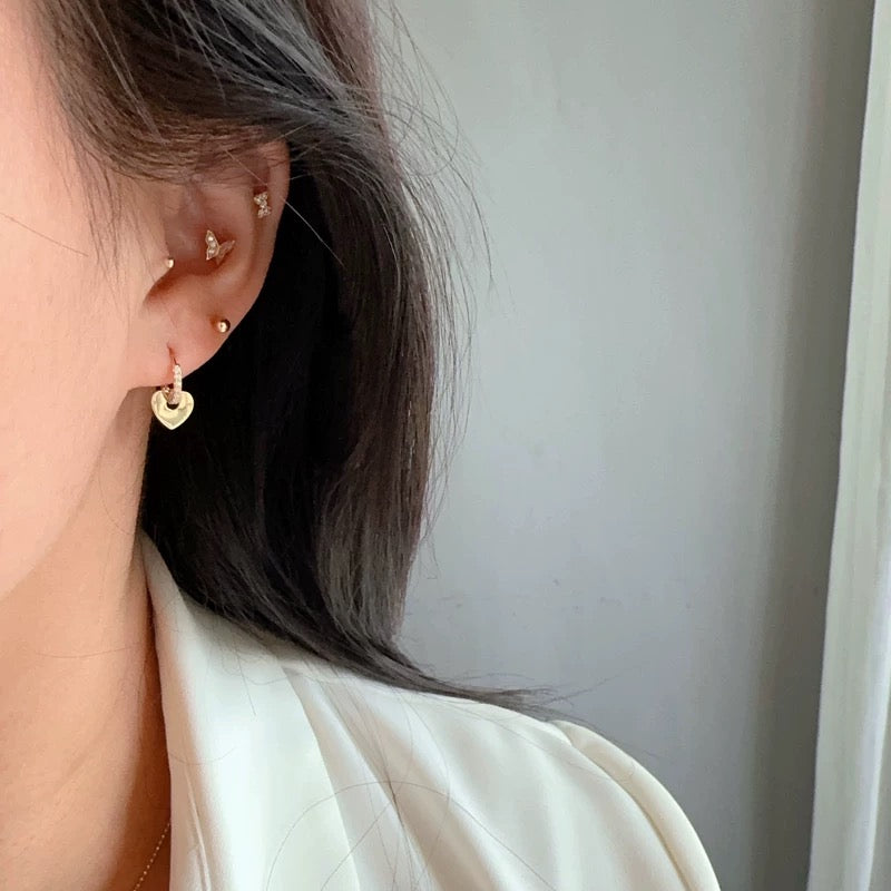 Heart Plate Bling Hoop Earrings