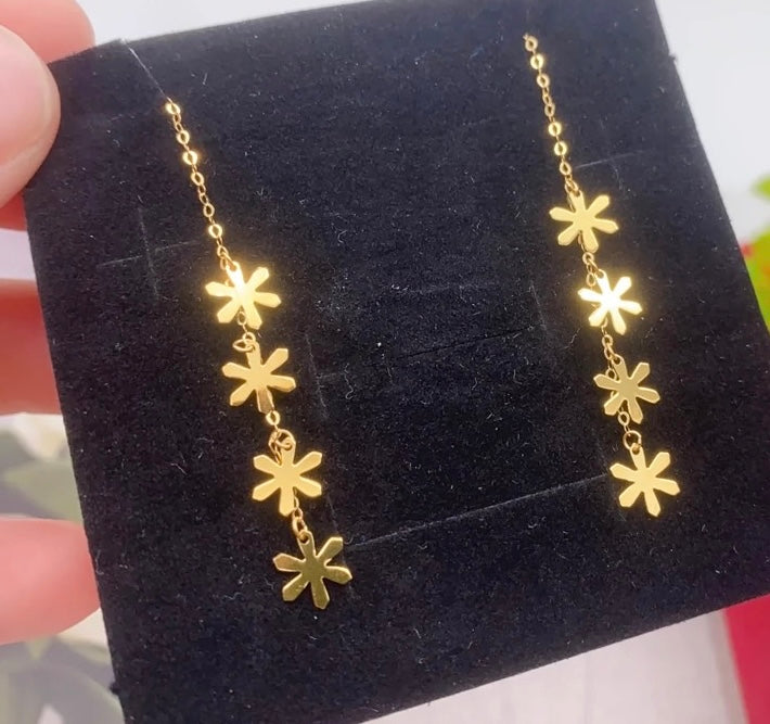 Snowflake Flowers Chain Earrings