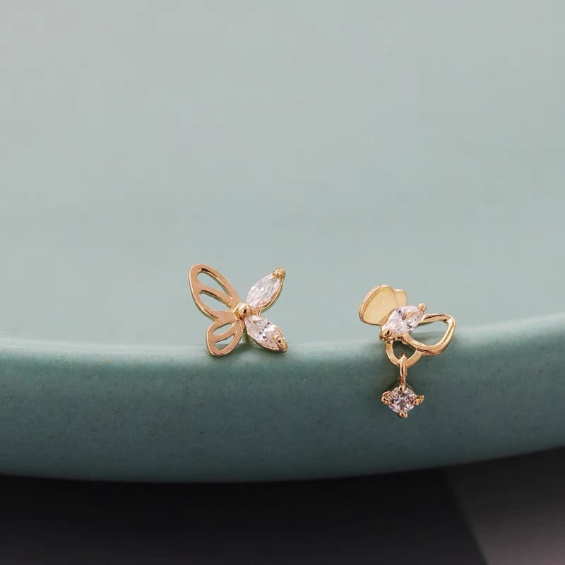 Asymmetric Mariposa Stud Earrings