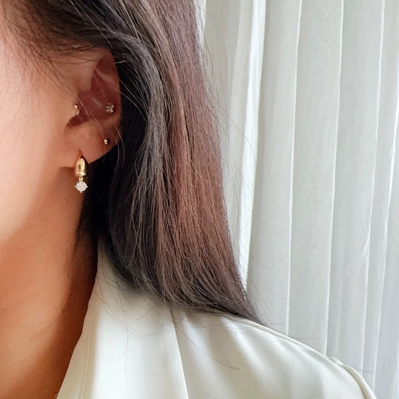 Cuff Curl Drop Huggie Hoops