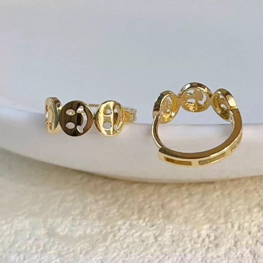 Happy Face Trio Huggie Hoops