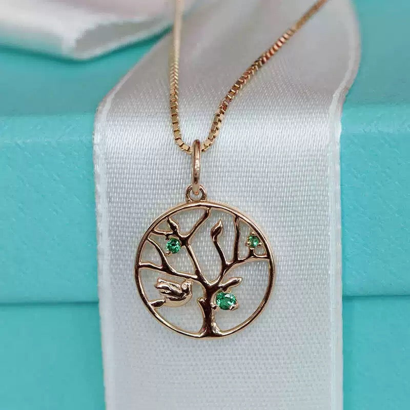 Tree of Life Circle Charm Necklace