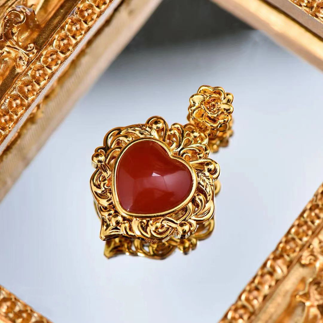 Victorian Ruby Heart Charm Pendant