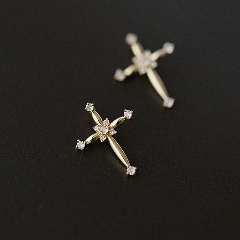 Nine Solitaire Cross Charm Pendant