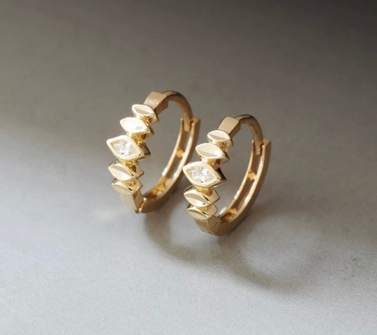 Gem Petal Fence Huggie Hoops