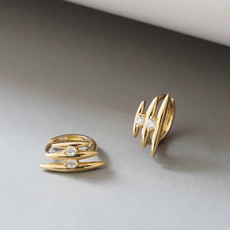Beam Arrow Huggie Hoops