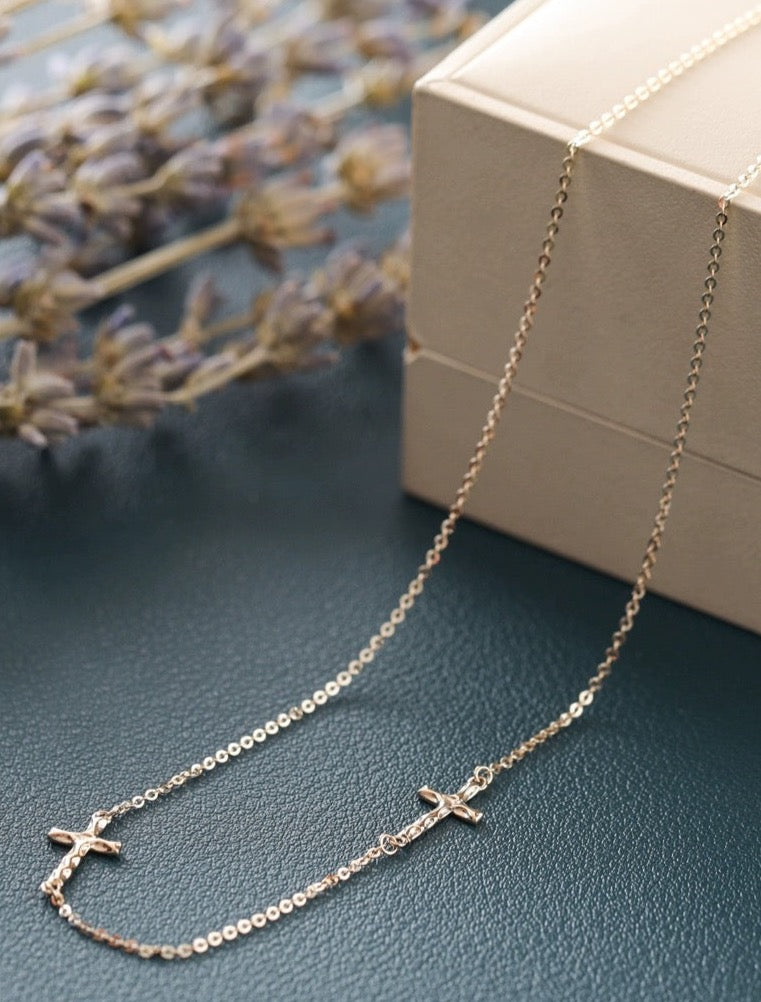 Twin Cross Chain Necklace