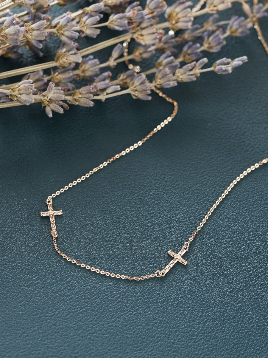 Twin Cross Chain Necklace