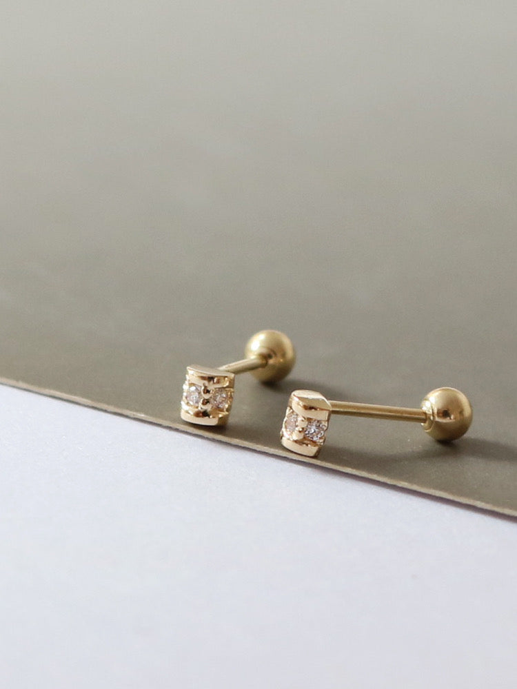 Mini Gemstone Barrel Stud Earrings