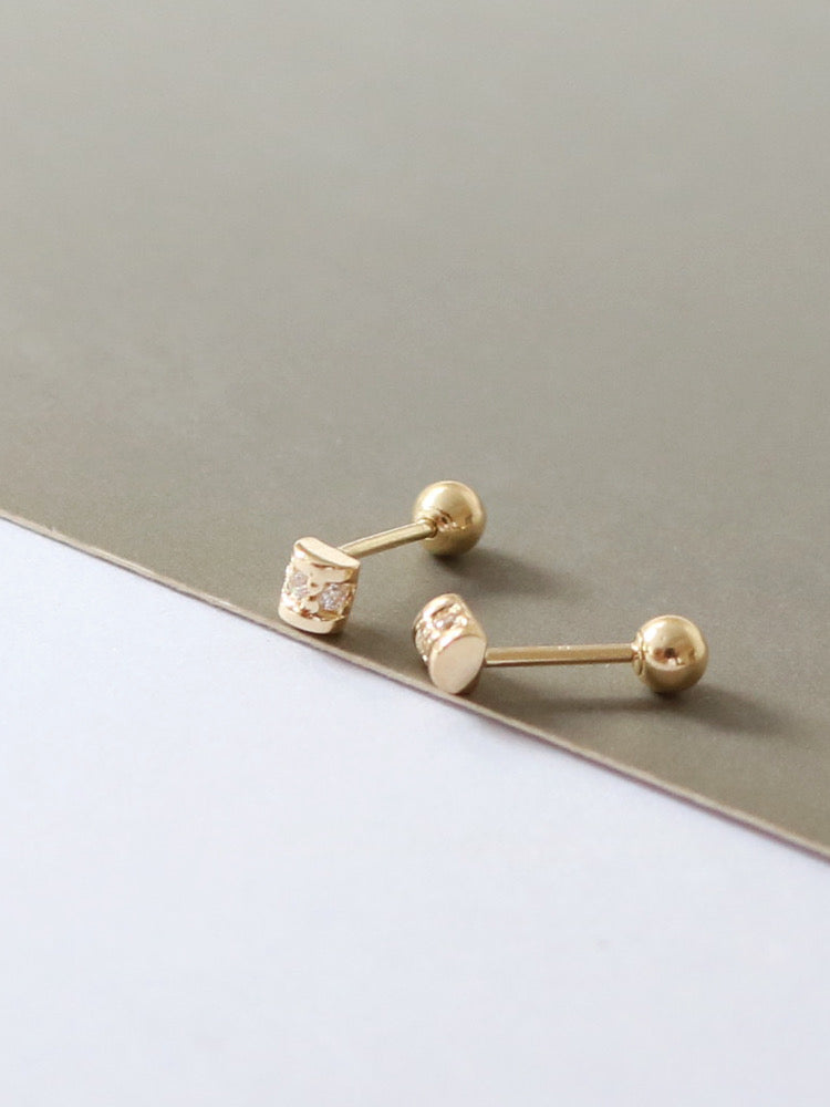 Mini Gemstone Barrel Stud Earrings