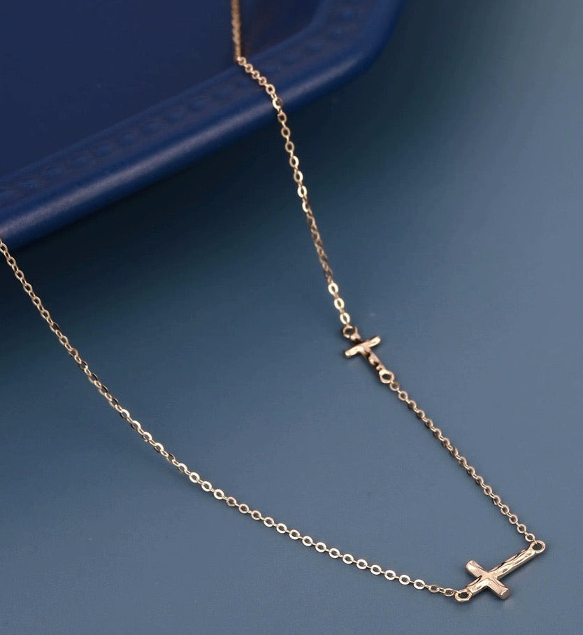 Twin Cross Chain Necklace