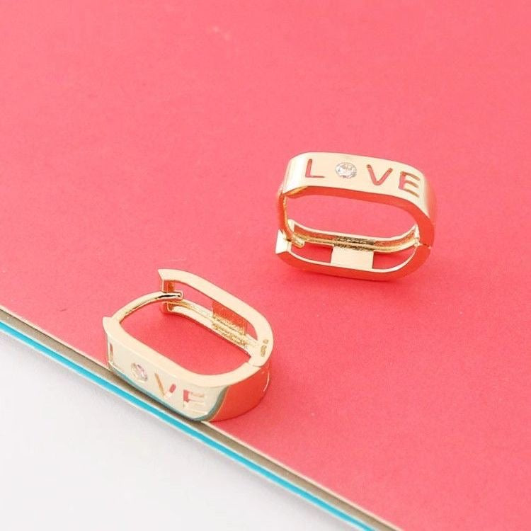 Thick 'Love' Band Huggie Hoops