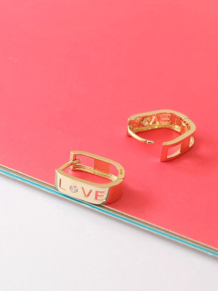 Thick 'Love' Band Huggie Hoops