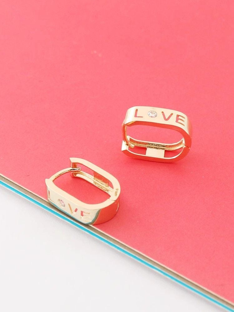 Thick 'Love' Band Huggie Hoops