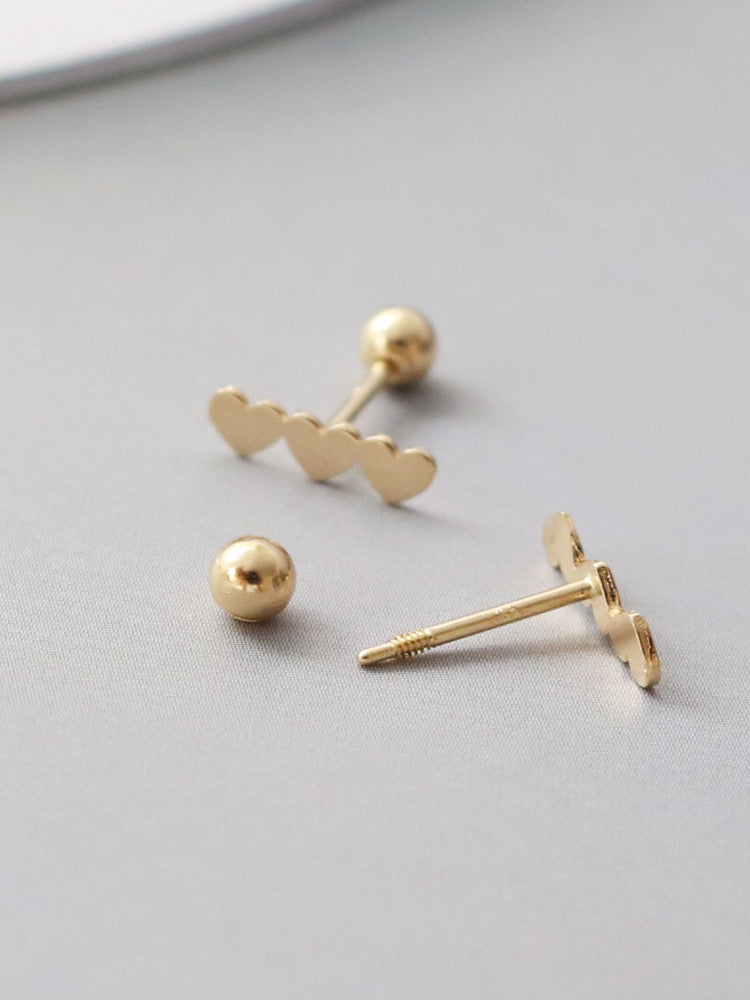 Heart Row Stud Earrings