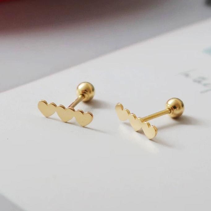 Heart Row Stud Earrings