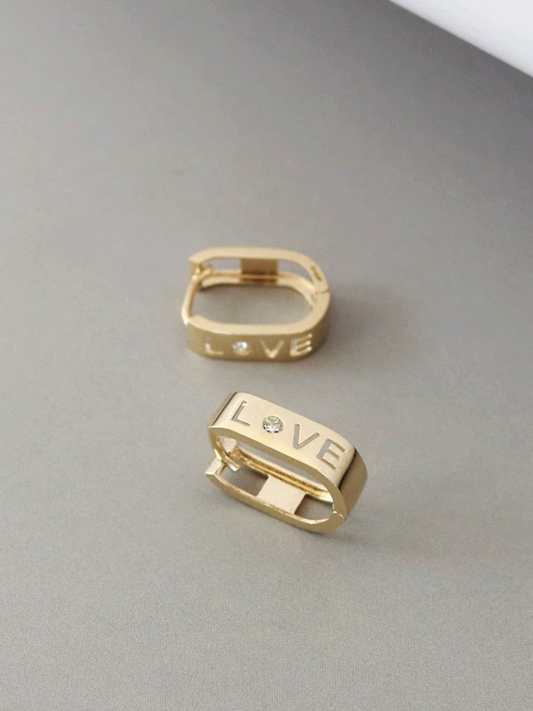 Thick 'Love' Band Huggie Hoops