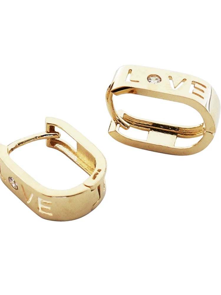 Thick 'Love' Band Huggie Hoops