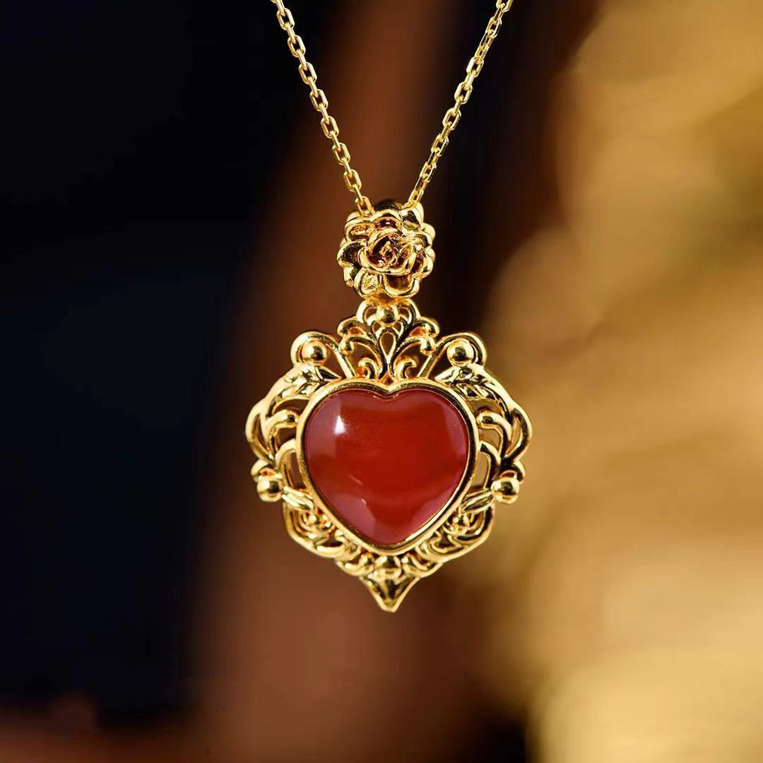 Victorian Ruby Heart Charm Pendant