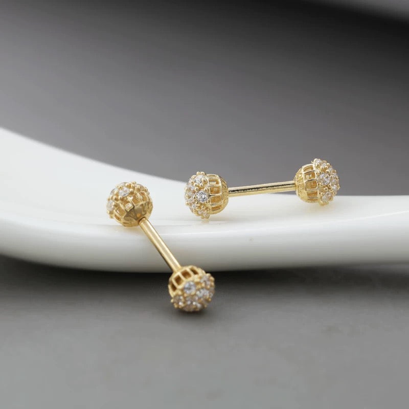 Twin Cluster Barbell Stud Earrings