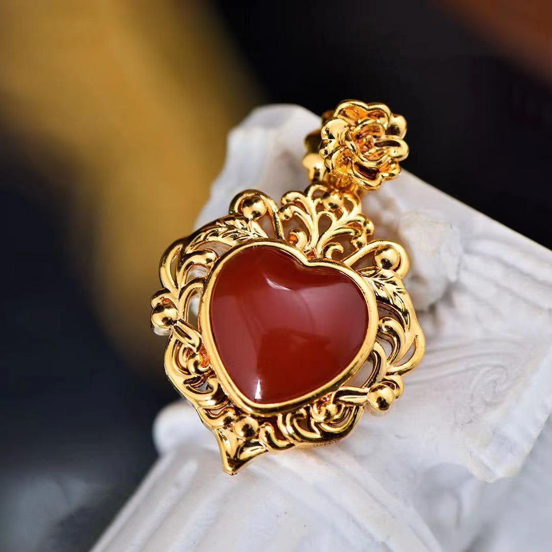 Victorian Ruby Heart Charm Pendant