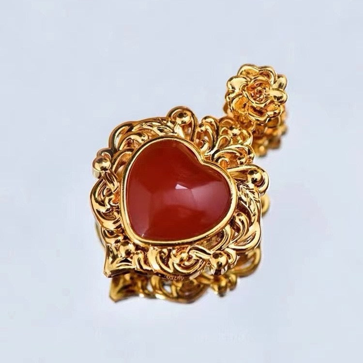 Victorian Ruby Heart Charm Pendant